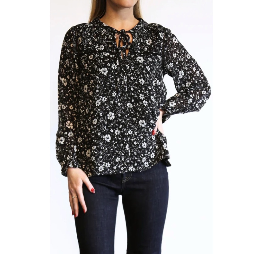 Able Women's Annette Tie Blouse Floral top Size 2X NWT Cottagecore Relaxed fit